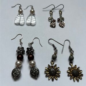 Elegant Mixed Metal and Pearl Earring Set